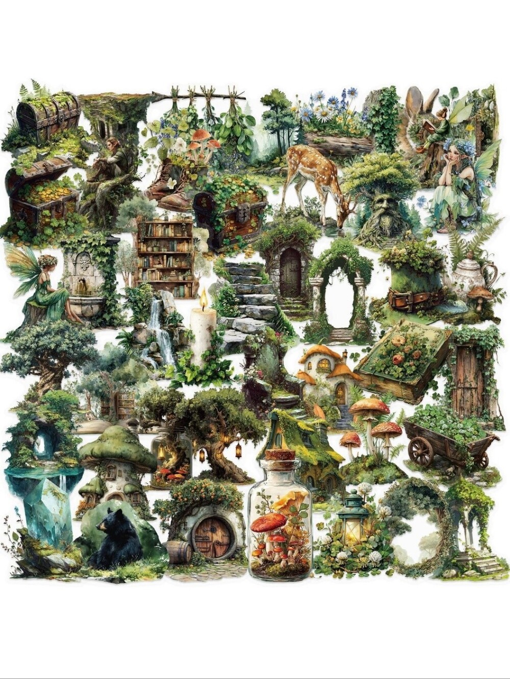 Enchanted Forest Wall Decal Collage - Green